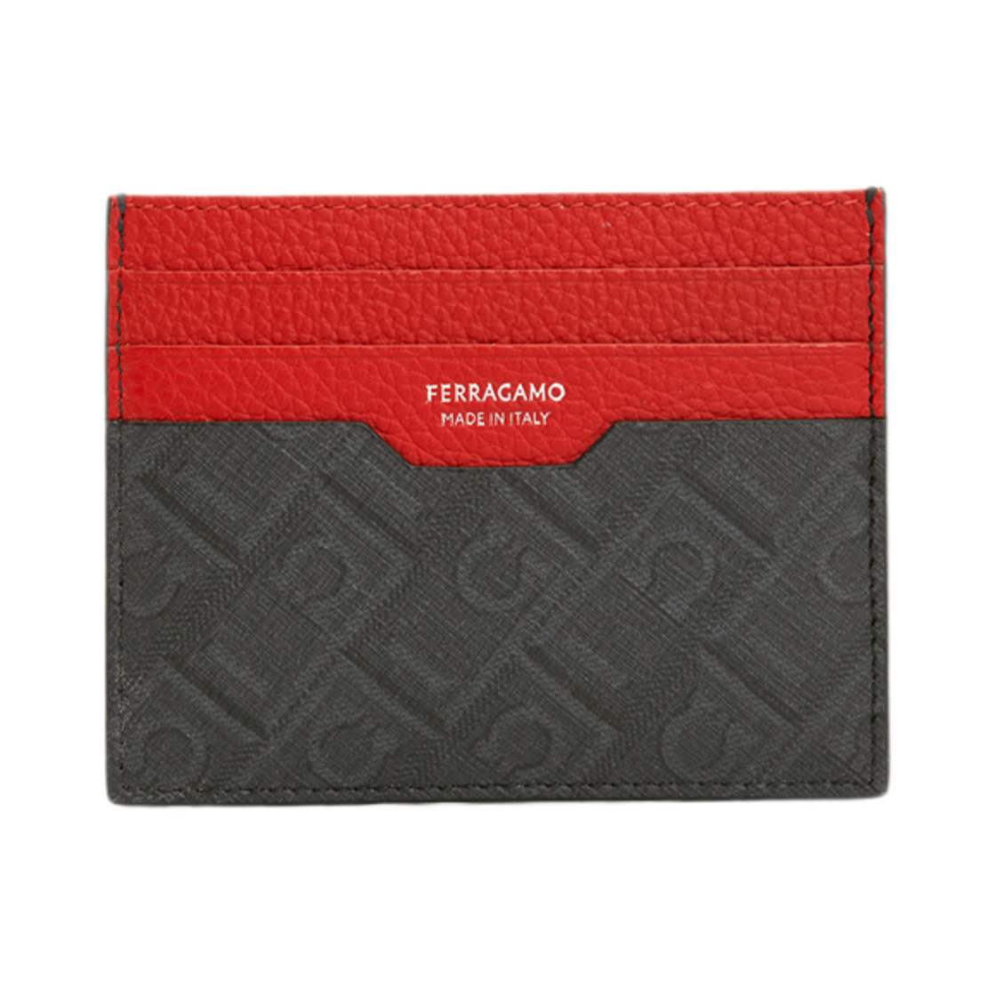 661583-780322 Ferragamo Credit Card Holder Black Flame Red