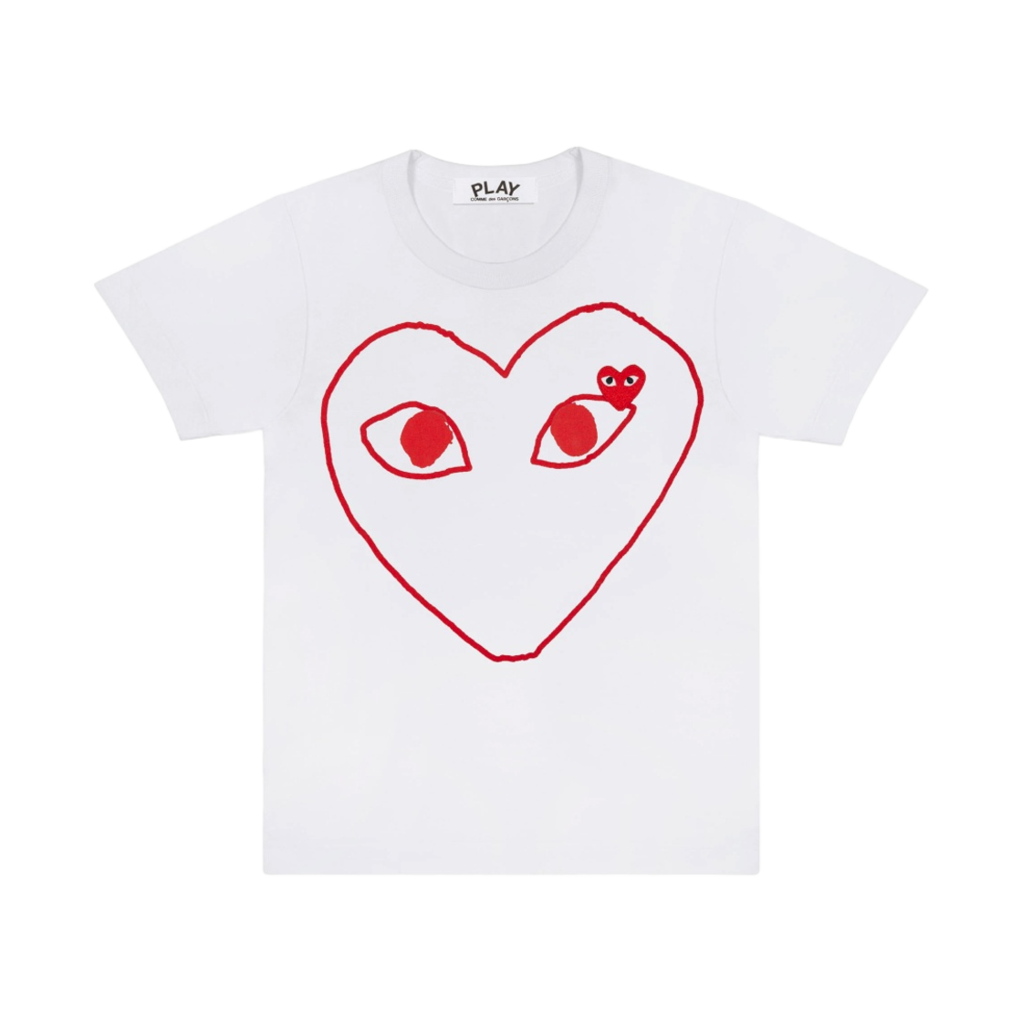 AZ T099 051 1 [20% 쿠폰] (W) Play Comme des Garcons Red Heart Printing T-Shirt White