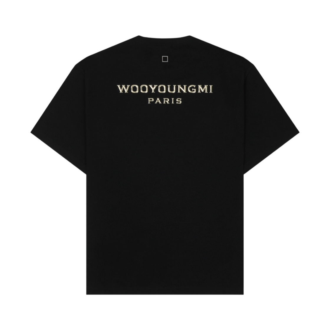 우영미 골드 크롬 백로고 티셔츠 블랙 - 22FW