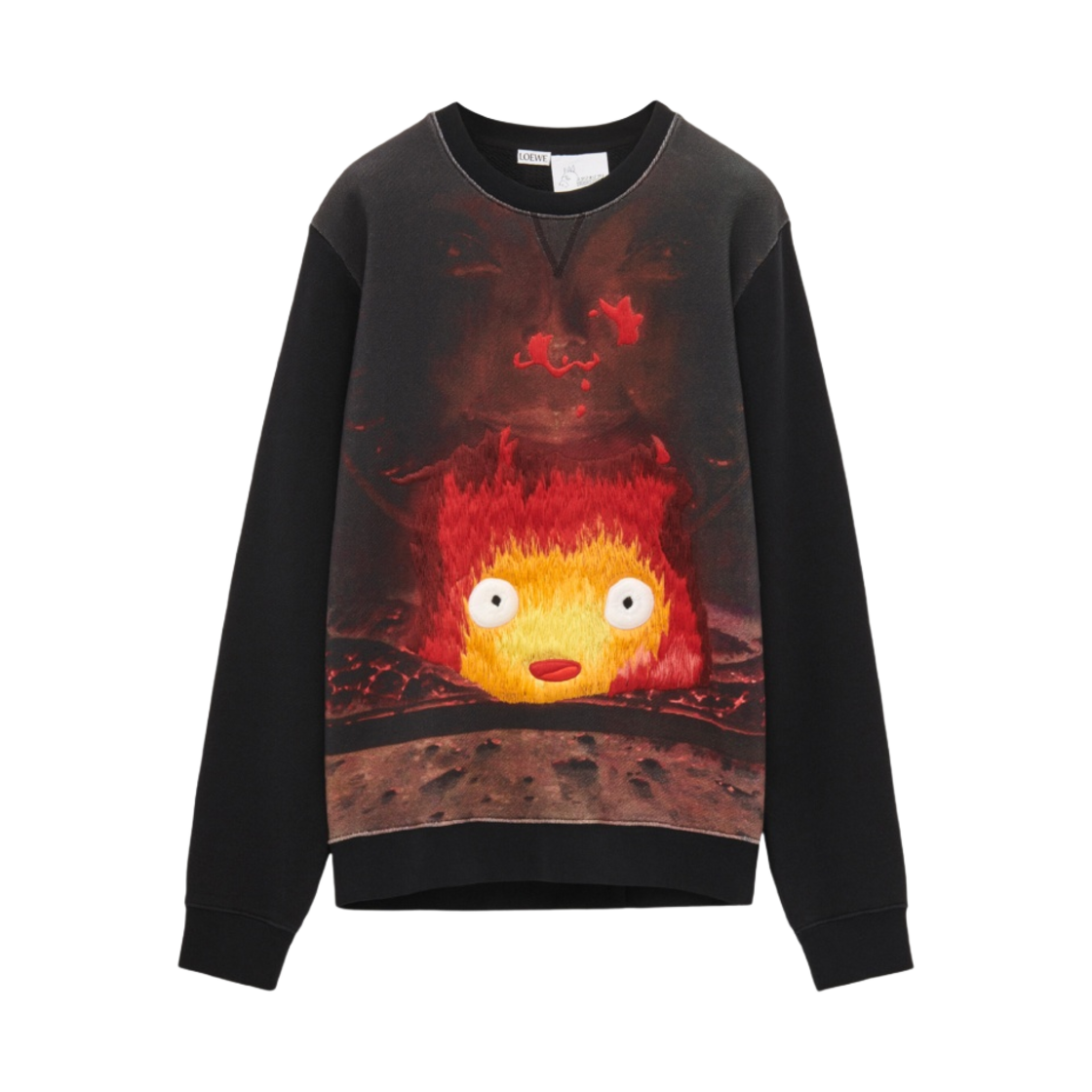 로에베 x 하울의 움직이는 성 캘시퍼 코튼 스웨트셔츠 블랙 멀티컬러(Loewe x Howl's Moving Castle Calcifer Sweatshirt in Cotton Black Multicolor) - 1