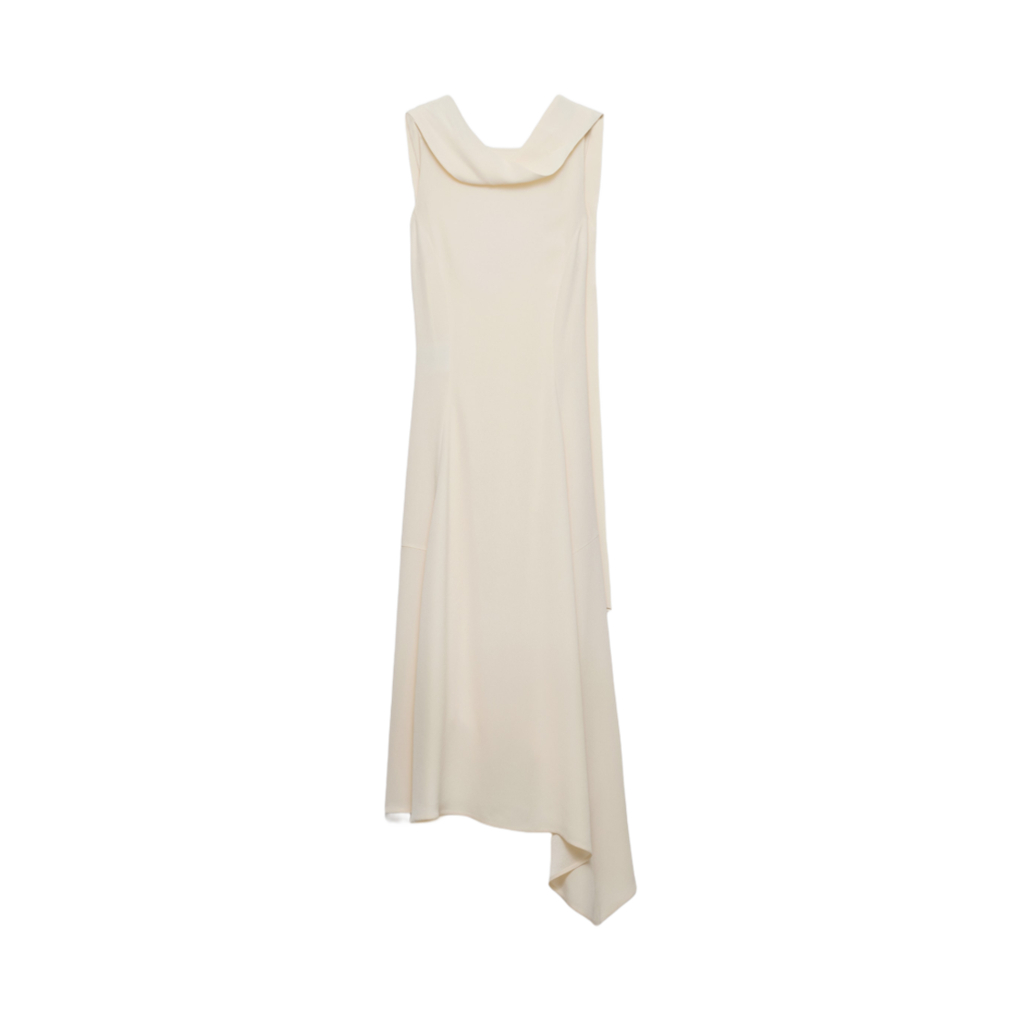 (W) 프라다 어시메트리컬 사틴 크레이프 드레스 아이보리((W) Prada Asymmetrical Satin Crepe Dress Ivory) - 1