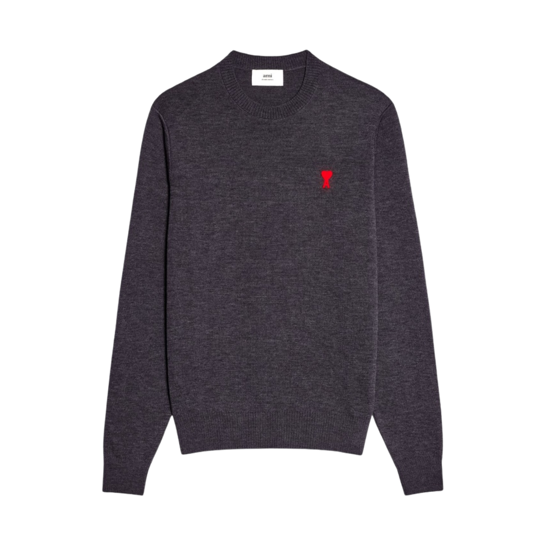 아미 스몰 하트 로고 울 니트 헤더 그레이