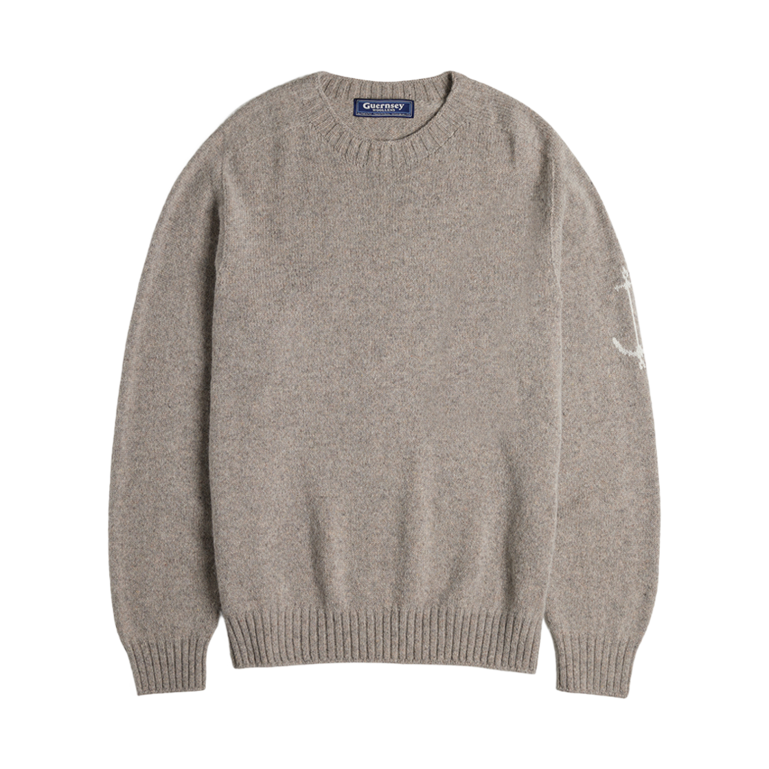 - Guernsey Woollens Alpaca Wholegarment Crewneck Saddle Sweater Peanut