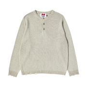 N ARCHIVE Linen Blended Vintage Garment Henry Neck Knit Ivory