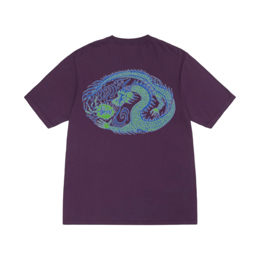 Stussy Mosaic Dragon T-Shirt Pigment Dyed Purple