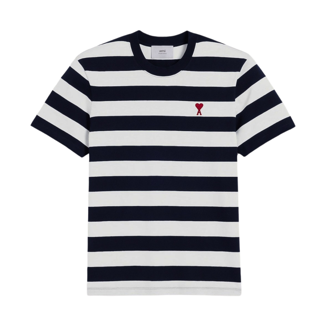 아미 스몰 하트 로고 스트라이프 티셔츠 블랙 화이트(AMI de Coeur Striped T-Shirt Black White) - 1