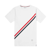 Thom Browne Diagonal Stripe Short Sleeve T-Shirt White
