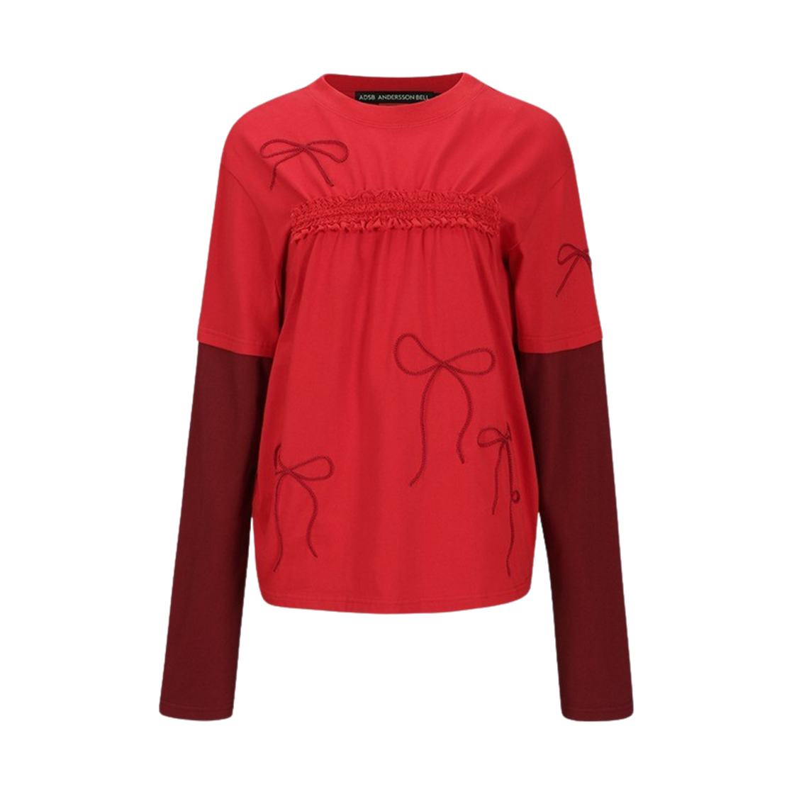 ADSB 앤더슨벨 에센셜 프릴 티셔츠 레드