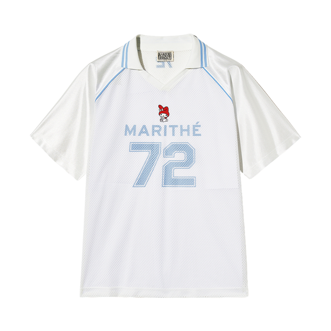 - (W) Marithe Francois Girbaud x My Melody Mesh Over Fit T-Shirt White Sky Blue