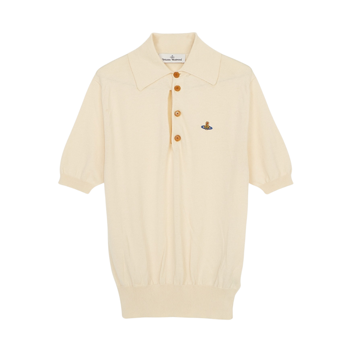 3803001L-Y000U-A408 Vivienne Westwood Ripped Polo Shirt Cream