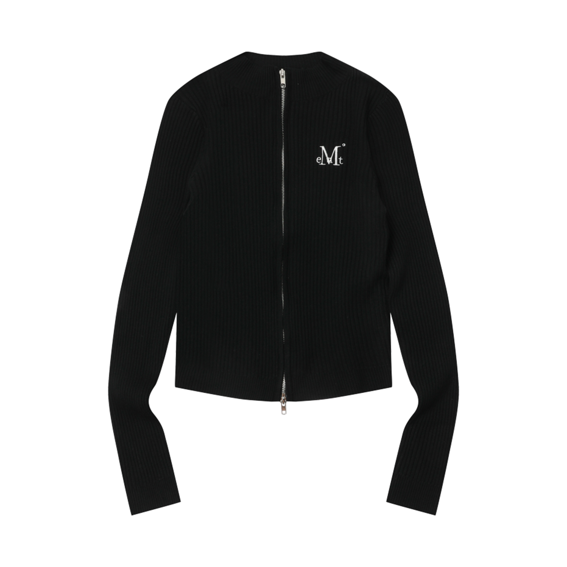 무센트 오키드 골지 크롭 니트 집업 블랙