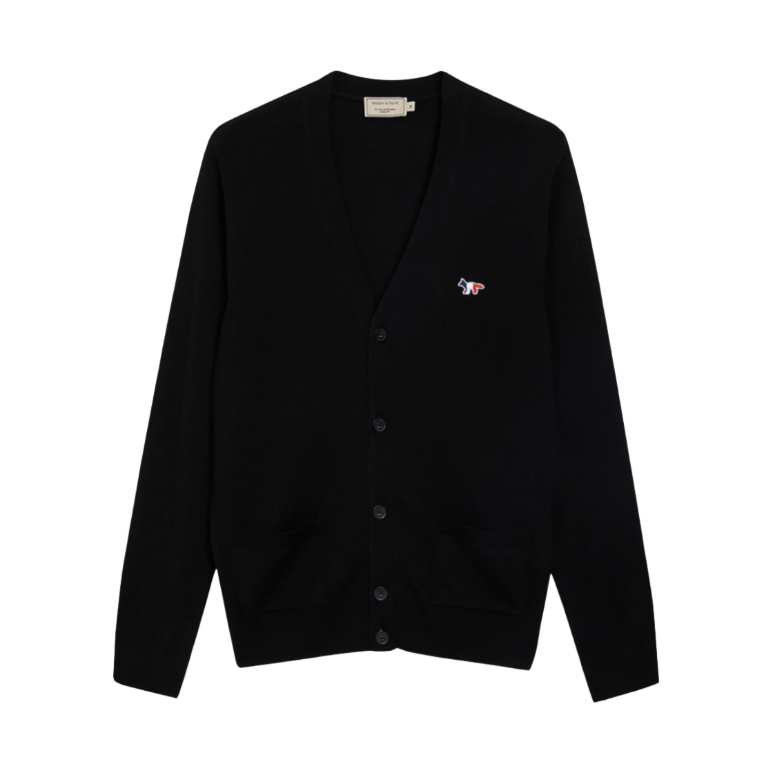 메종 키츠네 트라이컬러 폭스 패치 클래식 가디건 블랙(Maison Kitsune Tricolor Fox Patch Classic Cardigan Black)