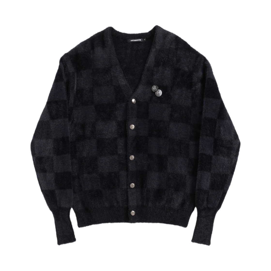 해칭룸 헤어리 가디건 체크보드 블랙 차콜(Hatchingroom Hairy Cardigan Checkerboard Black Charcoal)
