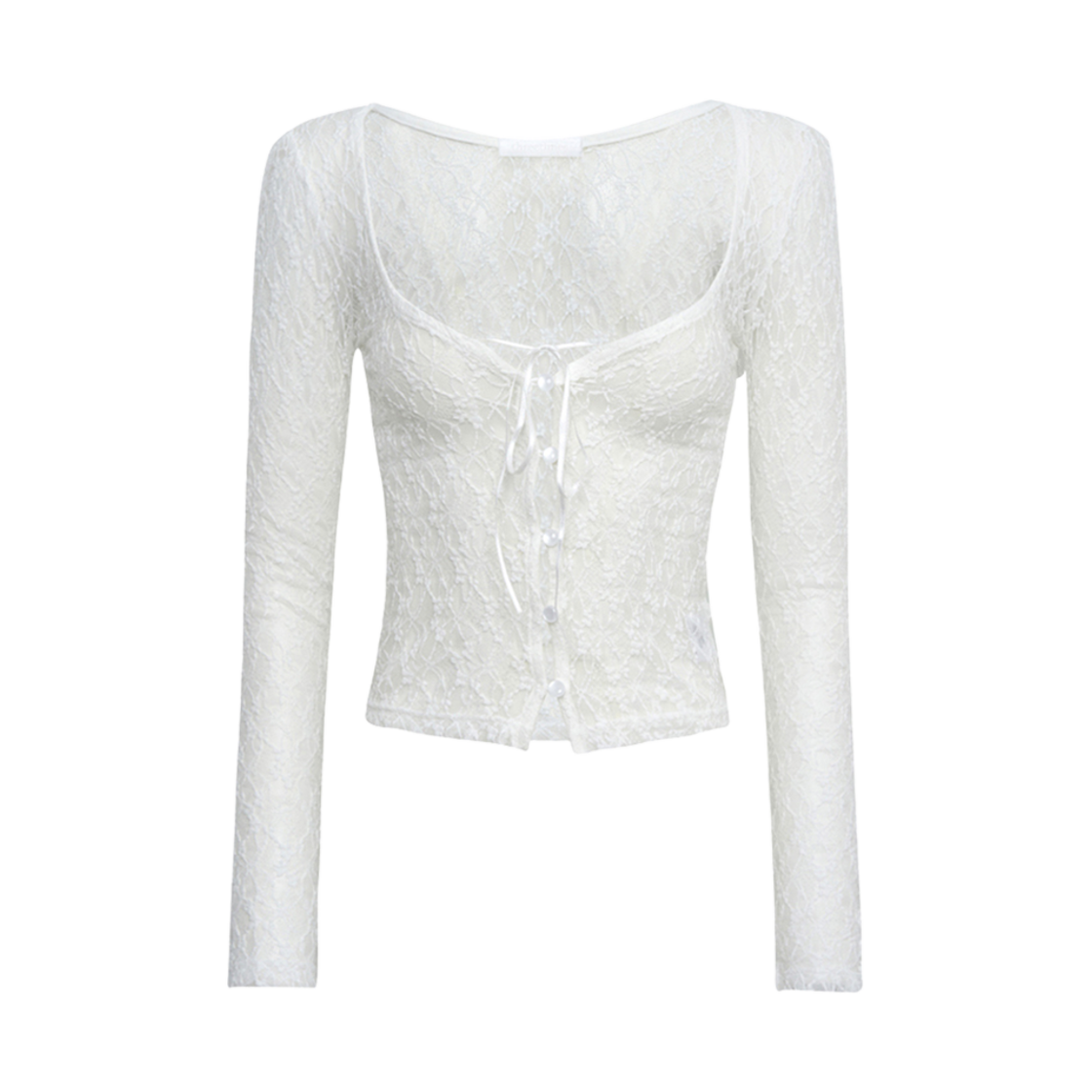 (W) 쓰리타임즈 로맨틱 레이스 가디건 화이트((W) Threetimes Romantic Lace Cardigan White)