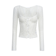 (W) Threetimes Romantic Lace Cardigan White