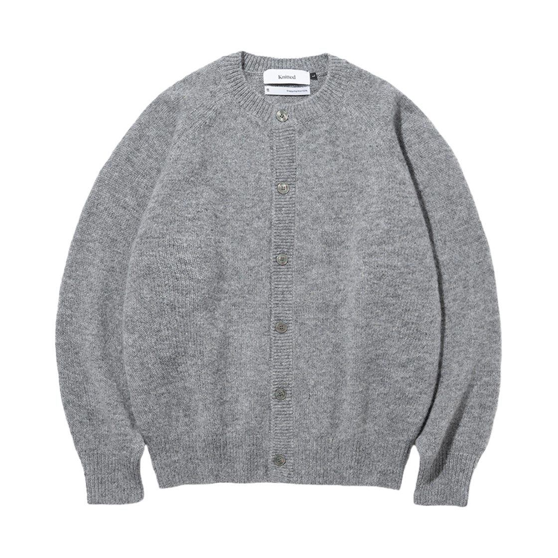 K23AWUCD02GR_copy Knitted Shaggy Dog Wool 100% Round Cardigan Gray