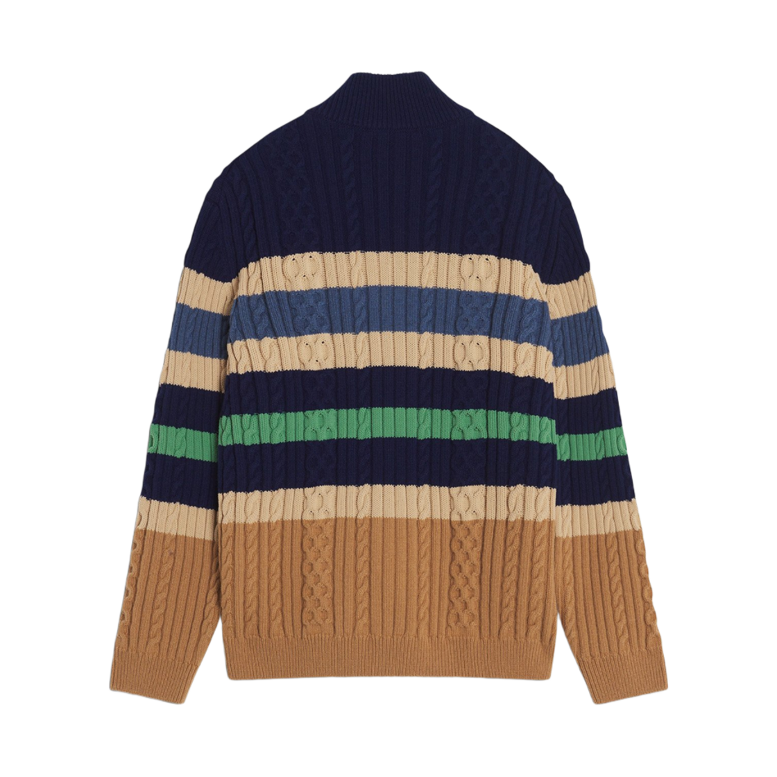 메종 키츠네 스트라이프 케이블 집 가디건 네이비 캐모마일(Maison Kitsune Striped Cable Zipped Cardigan Navy Chamomile) - 2
