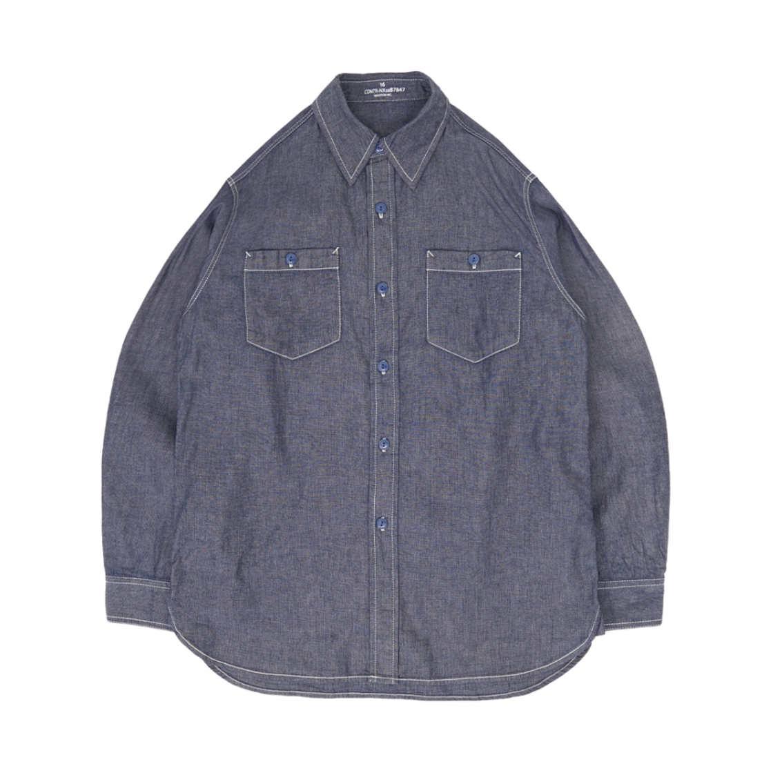 휴스턴 재팬 USA 코튼 샴브레이 셔츠 USN 인디고 원 워시 41092IOW(Houston Japan USA Cotton Chambray Shirt USN Indigo One Wash 41092IOW) - 1