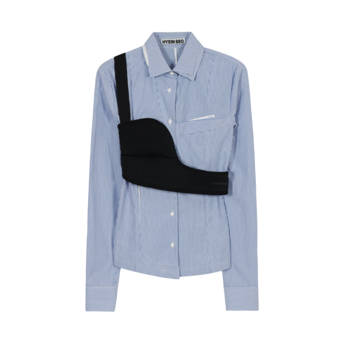 SS24-SH2SB (W) Hyein Seo Shirt w/ Chest Band Stripe Blue
