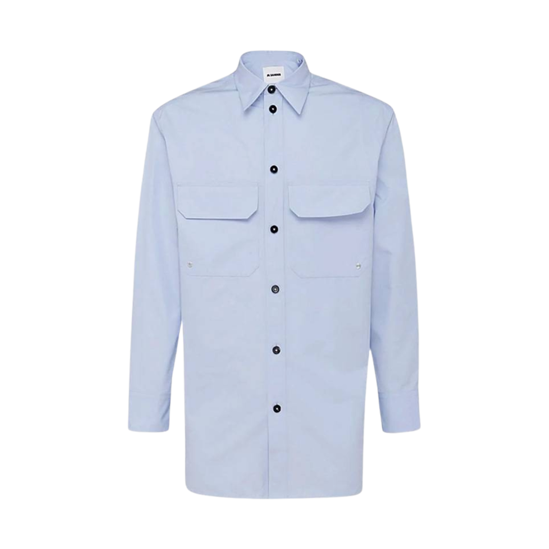 JSMU600826-MU244200-457 Jil Sander Flap Pocket Oversized Cotton Long Sleeve Shirt Blue