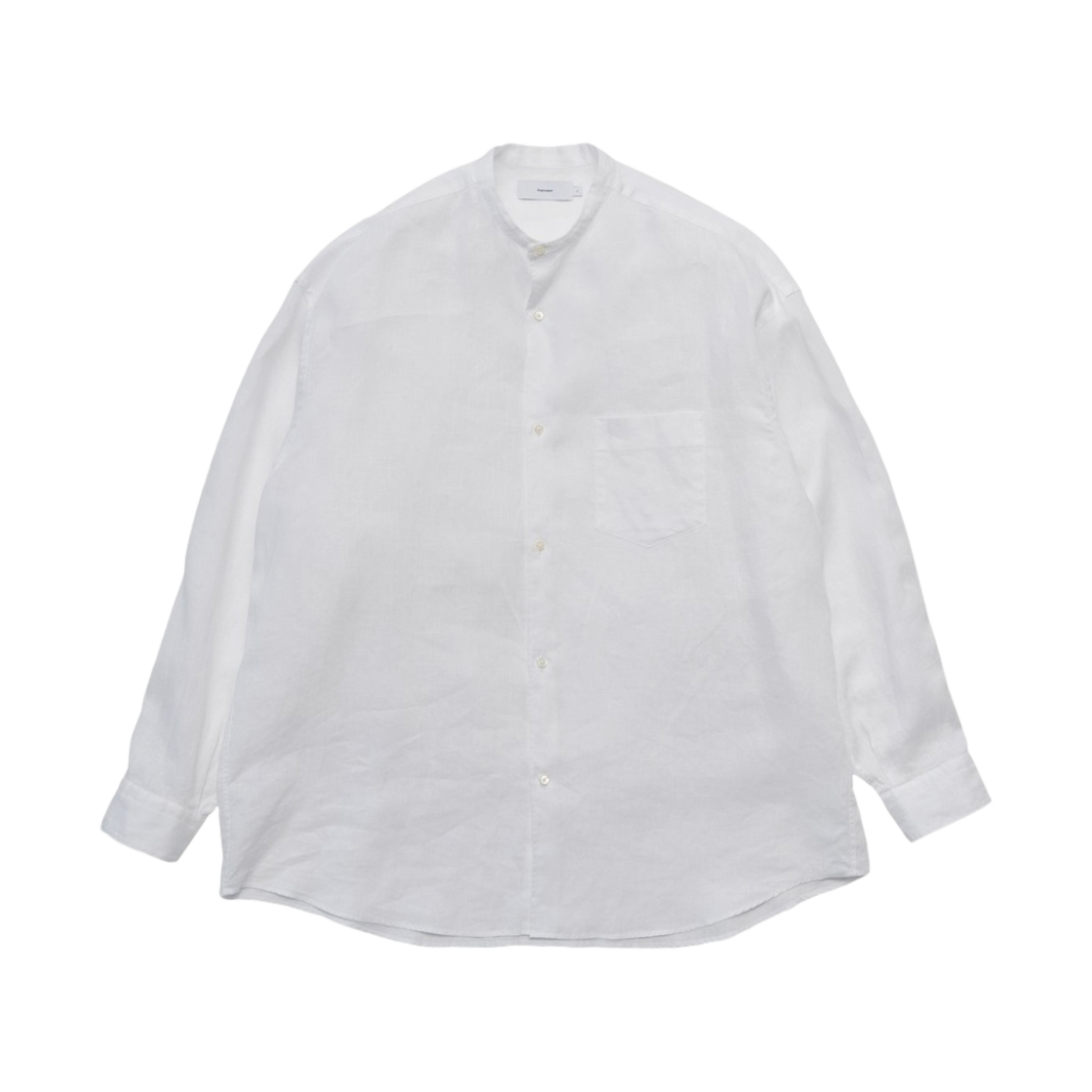 그라프페이퍼 리넨 롱슬리브 오버사이즈 밴드 칼라 셔츠 화이트(Graphpaper Linen L/S Oversized Band Collar Shirt White)