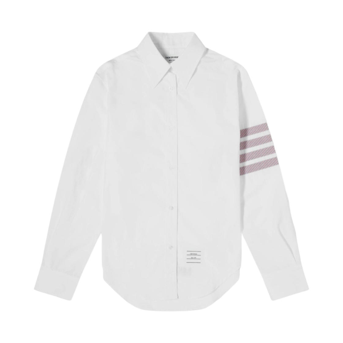 (W) 톰브라운 사선 스트라이프 폴로 셔츠 화이트((W) Thom Browne 4-Bar Striped Polo Shirt White) - 1
