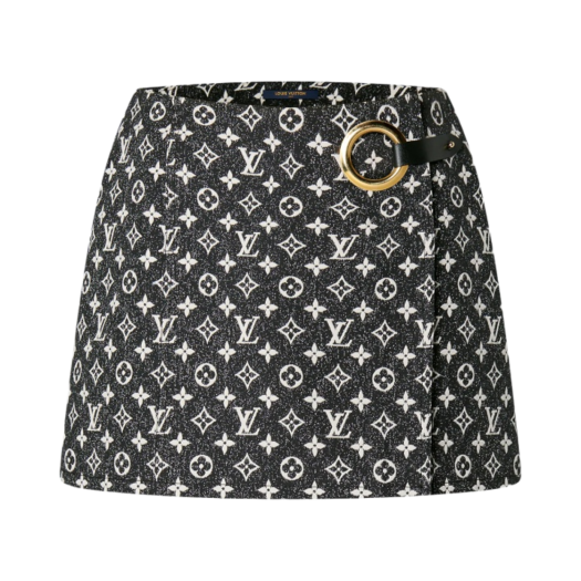 (W) Louis Vuitton Monogram Denim Mini Wrap Skirt Grey