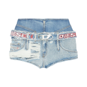 (W) Diesel De-Monker Destroyed Denim Shorts Light Blue