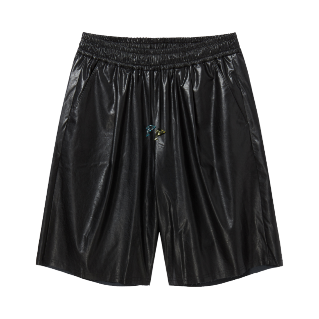 NV25SUSP05BK N ARCHIVE Hand Made Detail Leather 1/2 Boxer Pants Black