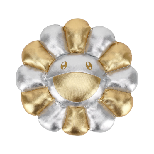 Kaikai Kiki Flower Cushion 30cm Gold Silver
