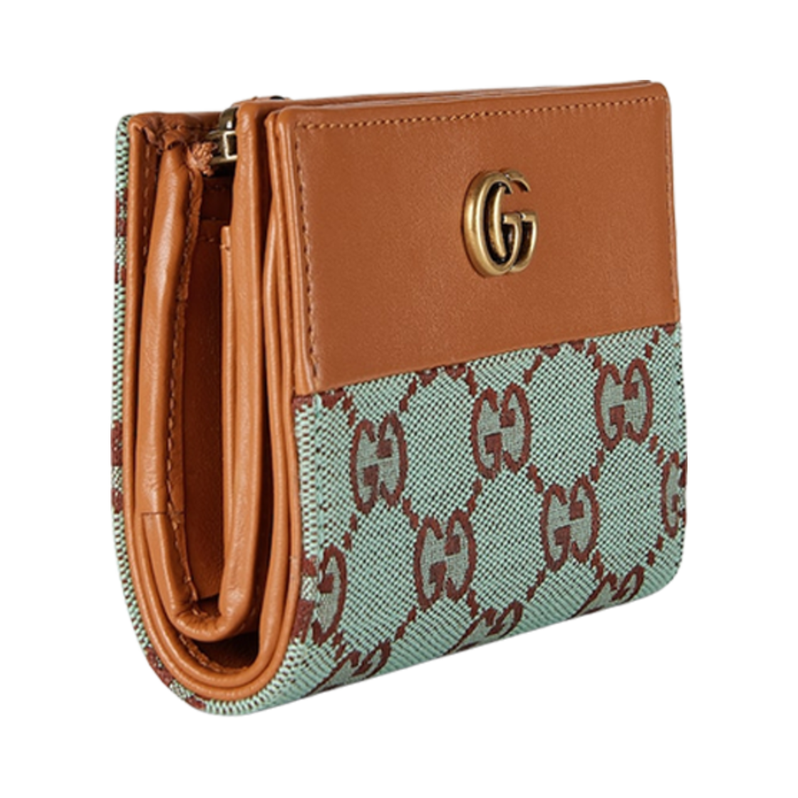 구찌 GG 지갑 코인 포켓 페일 블루 브라운 캔버스 | Gucci | KREAM