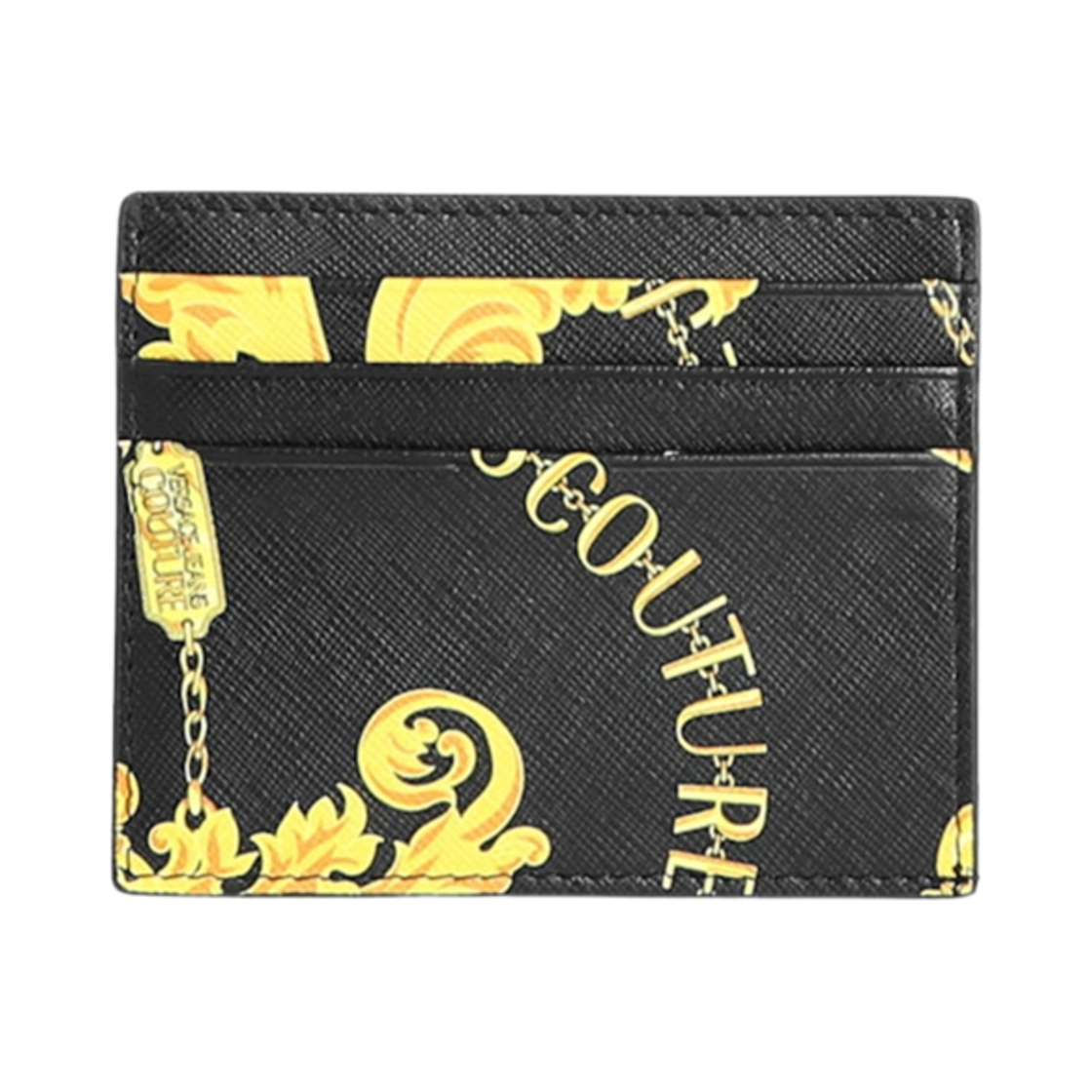 75YA5PB2-ZP357-G89 Versace Jeans Couture Barocco Print Card Holder Black Gold