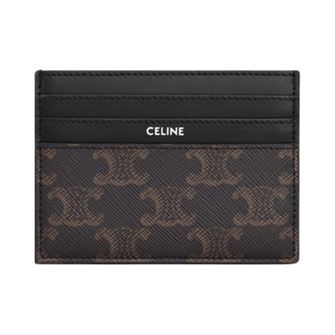 셀린느 라지 카드 홀더 트리옹프 캔버스 카프스킨 블랙(Celine Large Card Holder in Triomphe Canvas Clafskin Black)