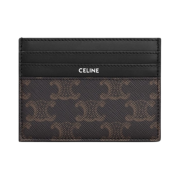 Celine Large Card Holder in Triomphe Canvas Clafskin Black