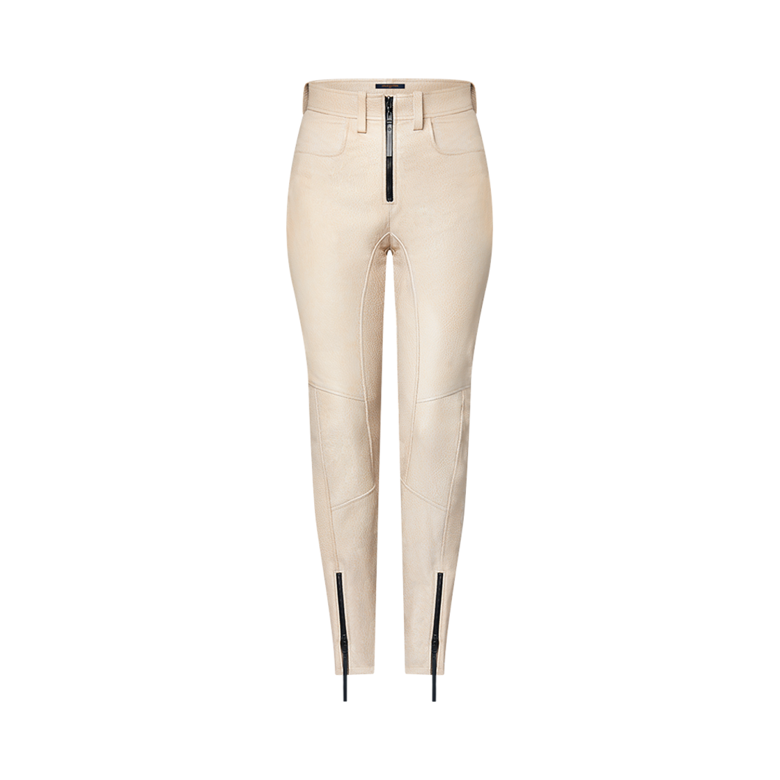 (W) 루이비통 지퍼 악센트 그레인드 레더 바이커 팬츠 베이지((W) Louis Vuitton Zipper Accent Grained Leather Biker Pants Beige)