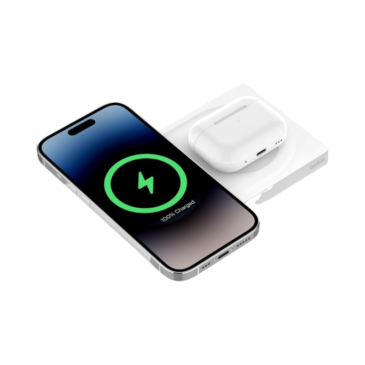 WIZ019btWH Belkin 2-in-1 MagSafe 15W Wireless Charging Pad WIZ019bt White