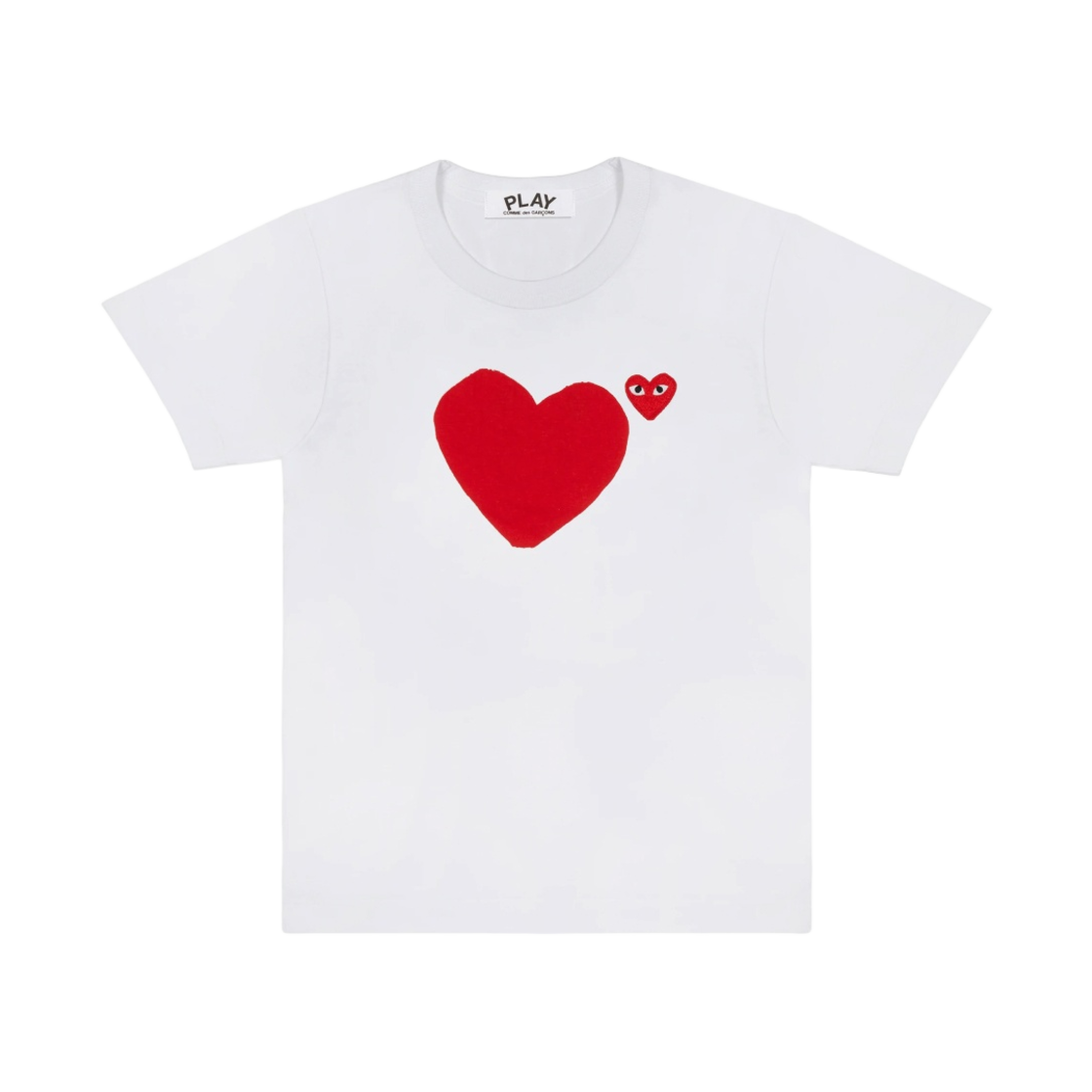 (W) 플레이 꼼데가르송 레드 더블 하트 티셔츠 화이트((W) Play Comme des Garcons Red Double Heart T-Shirt White) - 1