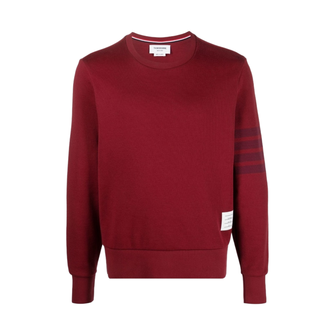 톰브라운 더블 페이스 니트 토날 사선 크루넥 스웨트셔츠 다크 레드(Thom Browne Double Face Knit Tonal 4-Bar Crew Neck Sweatshirt Dark Red) - 1