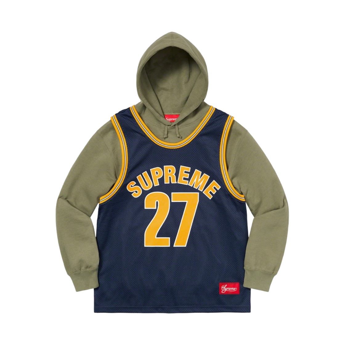 슈프림 베스킷볼 저지 후드 스웨트셔츠 라이트 올리브 - 21SS(Supreme Basketball Jersey Hooded Sweatshirt Light Olive - 21SS) - 1