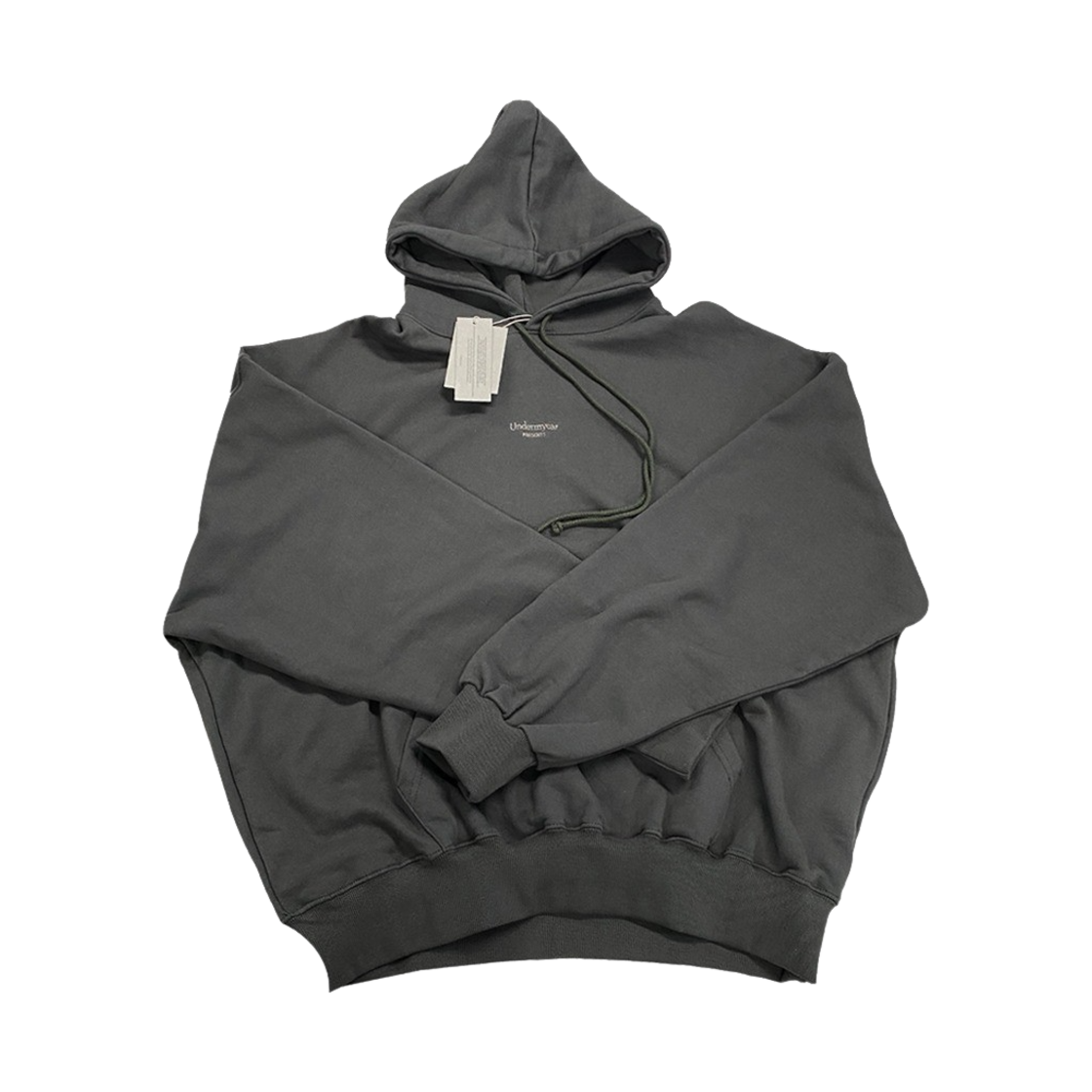 언더마이카 무.09 안티 Fxxking 로고 플레이 오버사이즈 후디 올리브