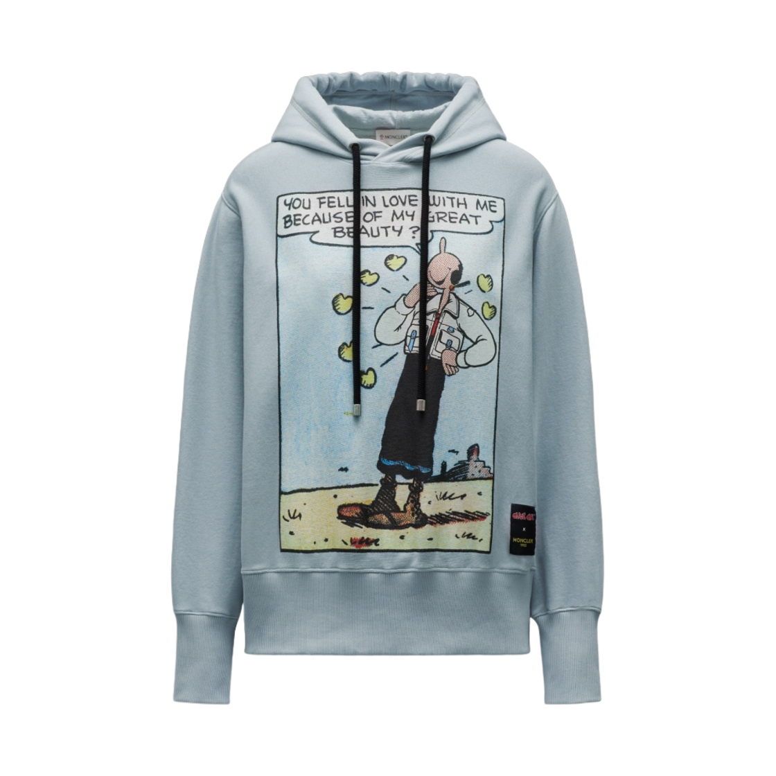 (W) 몽클레르 올리브 오일 모티프 후드 파우더 블루((W) Moncler Olive Oyl Motif Hoodie Powder Blue) - 1