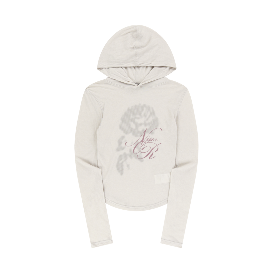 니어 노어 쉬어 로즈 슬림 후디 아이보리(NIIER NOR Sheer Rose Slim Hoodie Ivory)