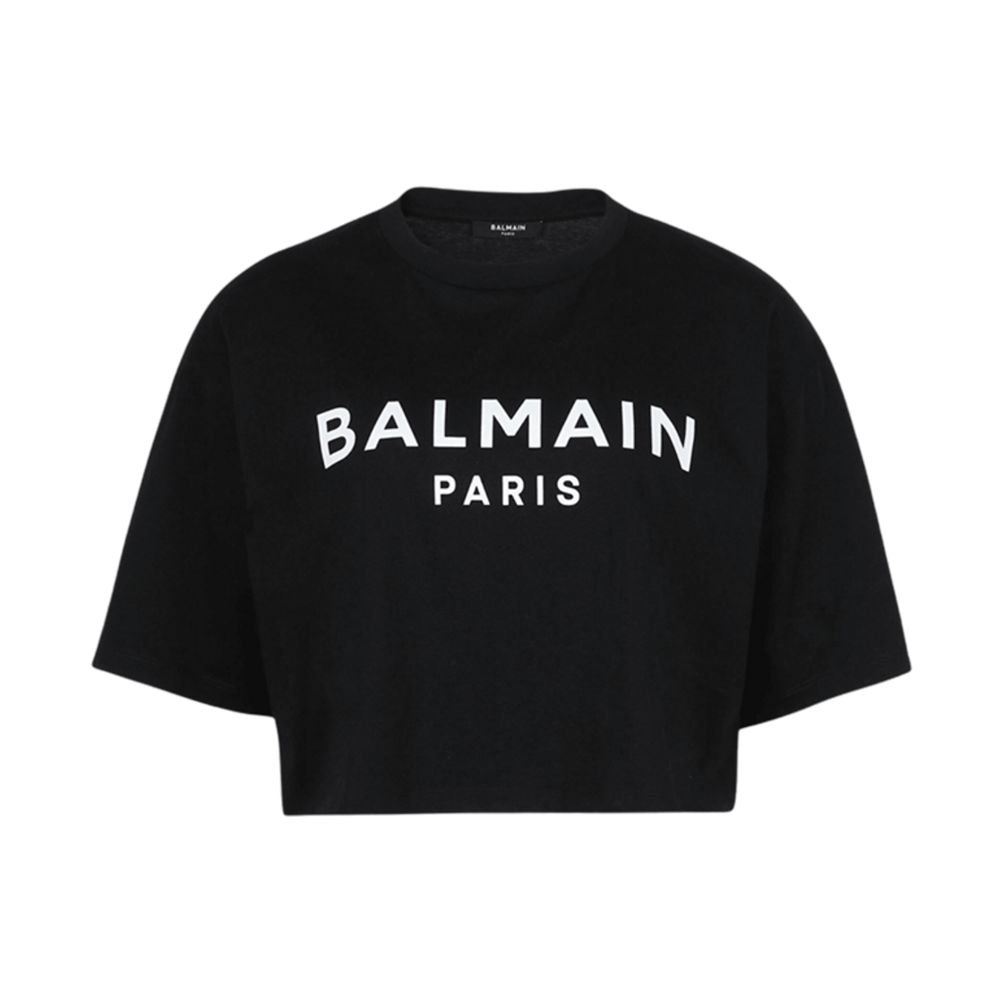 (W) 발망 파리 프린트 티셔츠 블랙((W) Balmain T-Shirt with Balmain Paris Print Black)