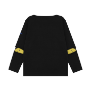 Kapital Densed Jersey Elbow-Rip Boatneck Long Sleeve T-Shirt Black