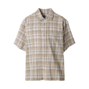 Series Japanese Fabric Hot Summer Dying Check Short Sleeve Shirt Beige
