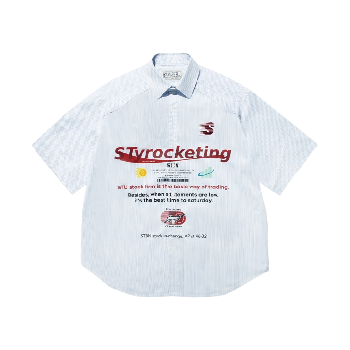 [KREAM 단독] 에스티유 프린팅 스트라이프 셔츠 스카이 블루