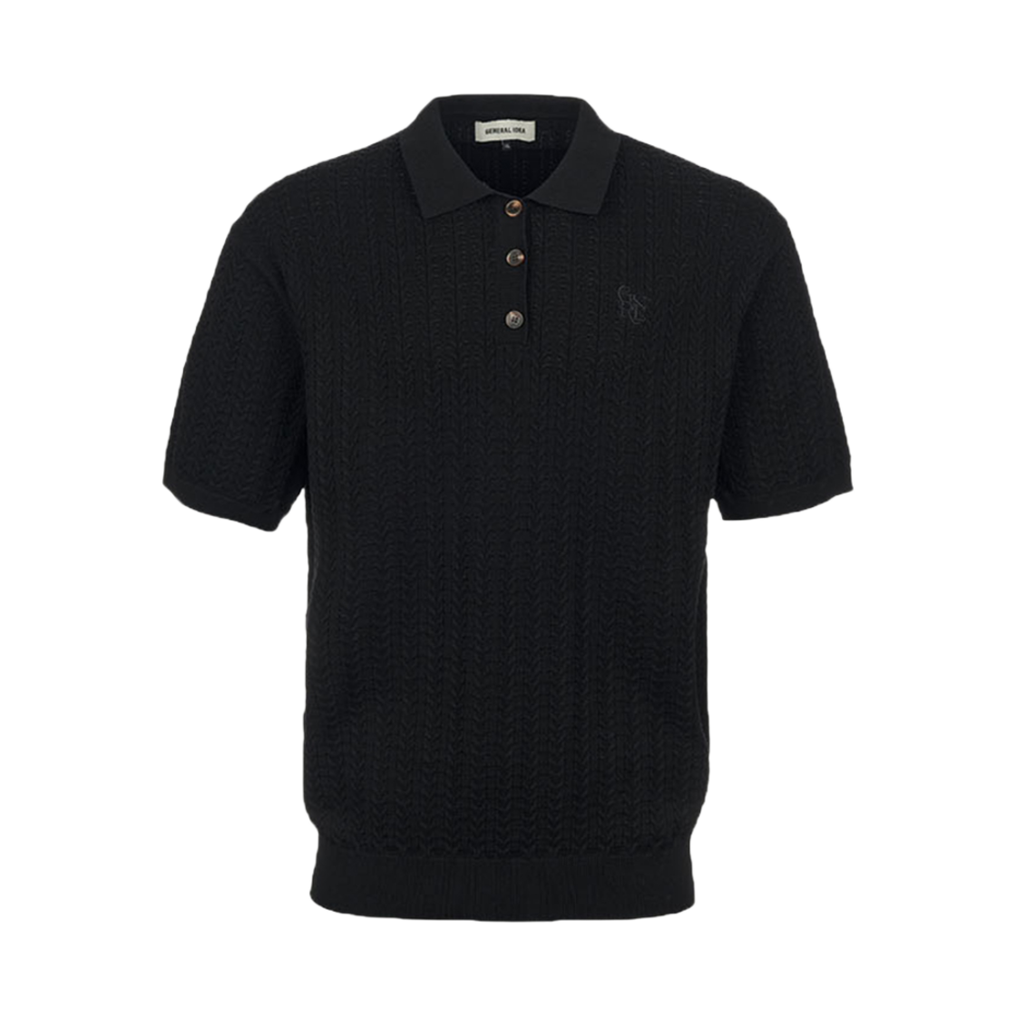 제너럴아이디어 맨 펀칭 케이블 폴로 하프 니트 블랙(General Idea Man Punching Cable Polo Half Knit Black)