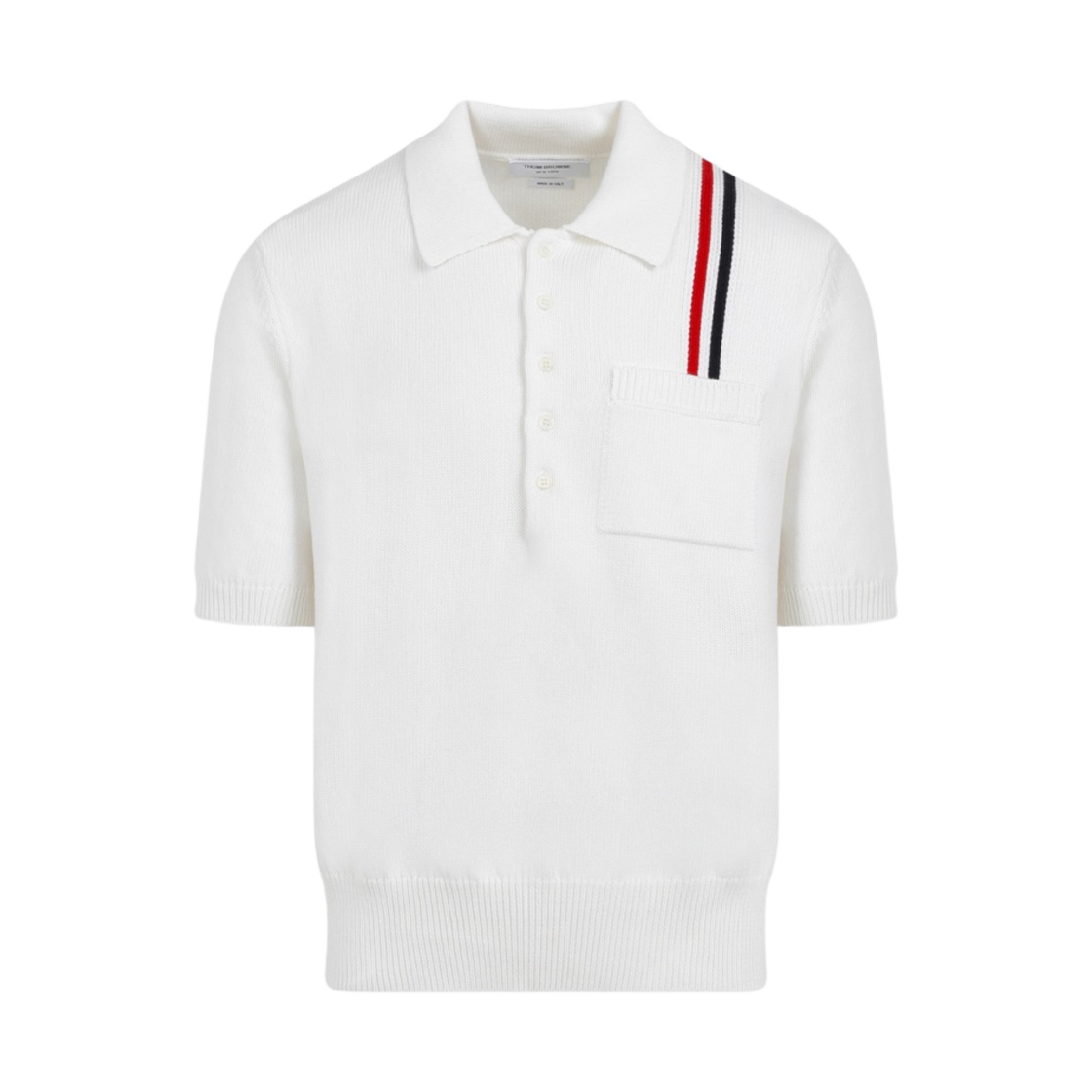 MKP111A-Y3017-100 Thom Browne Jersey Relaxed Polo White