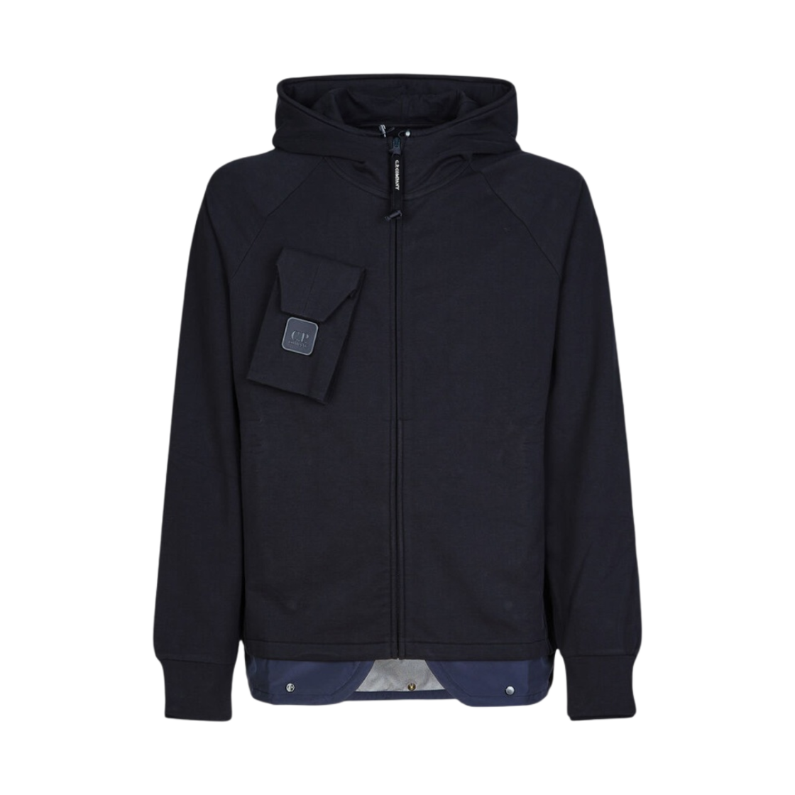 C.P. 컴퍼니 메트로폴리스 시리즈 스트레치 플리스 믹스드 후드 집업 네이비 - 23SS(C.P. Company Metropolis Series Stretch Fleece Mixed Zipped Hoodie Navy - 23SS)