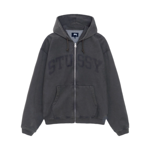 Stussy Faded Graphic Zip Hoodie Washed Black